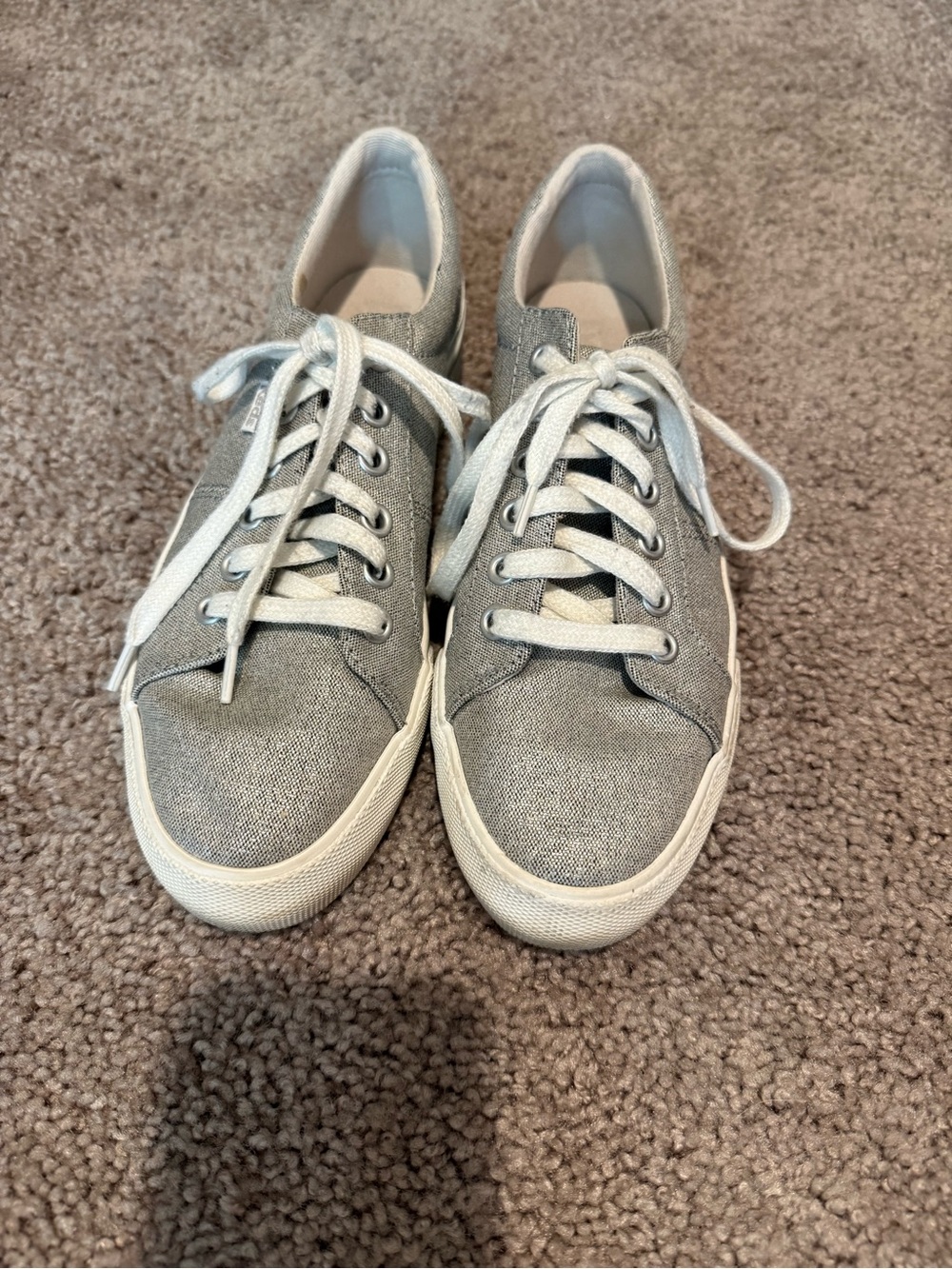 Keds Light Gray Canvas Low-Top Sneakers with White Laces